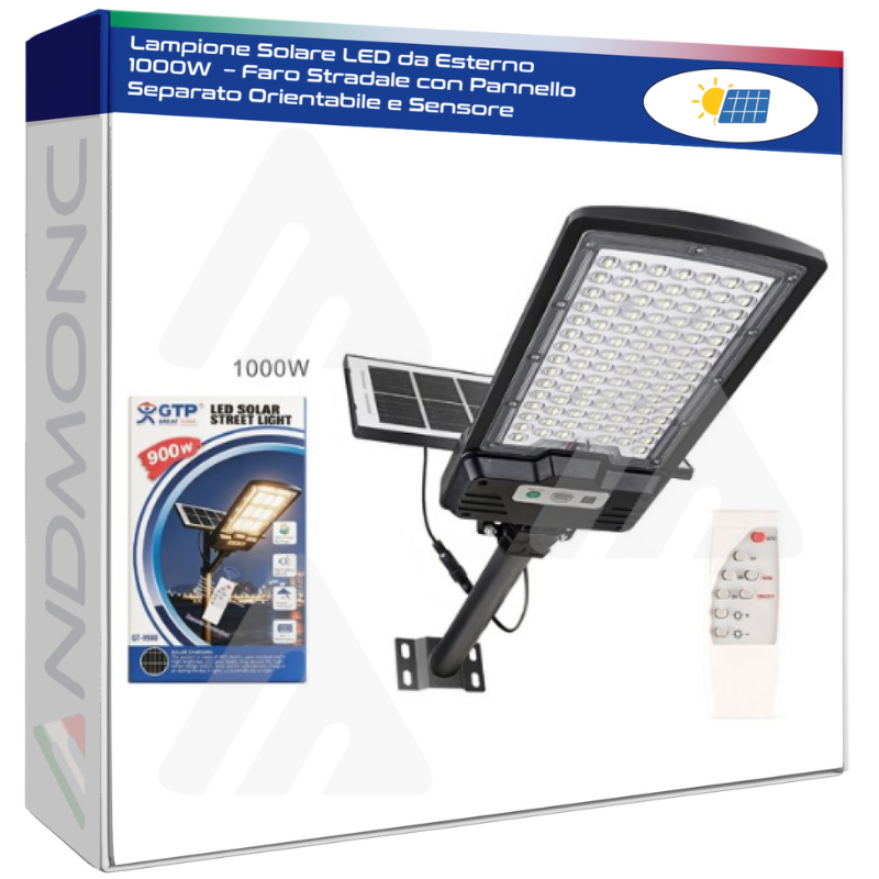Lampione Solare LED da Esterno 1000W  – Faro...