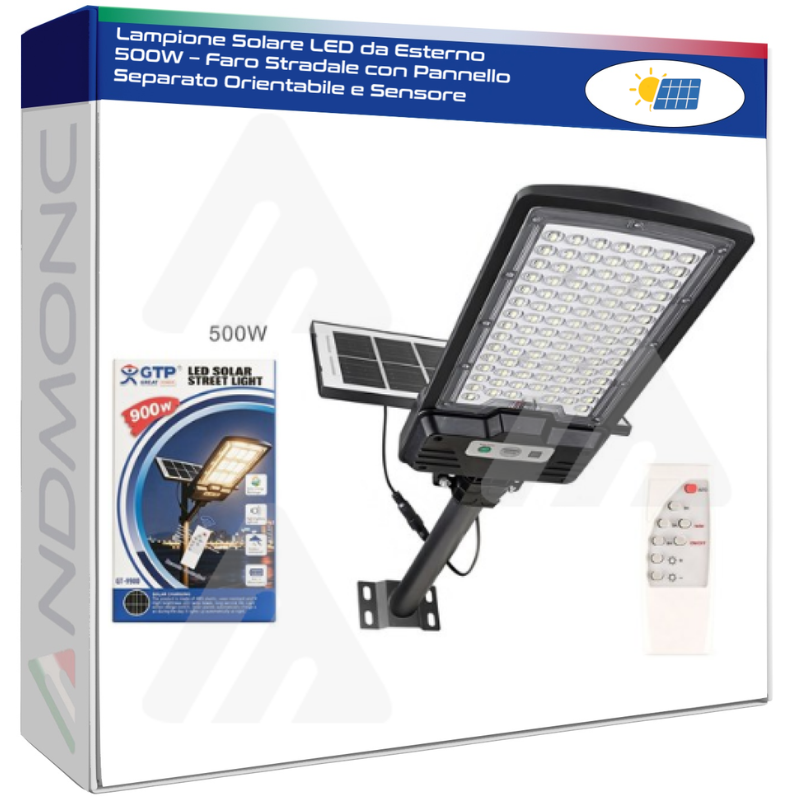 Lampione Solare LED da Esterno 500W – Faro...