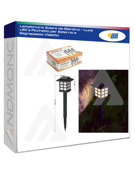 Lampioncino Solare da Giardino – Luce LED a Picchetto per Esterno e Segnapasso Vialetto