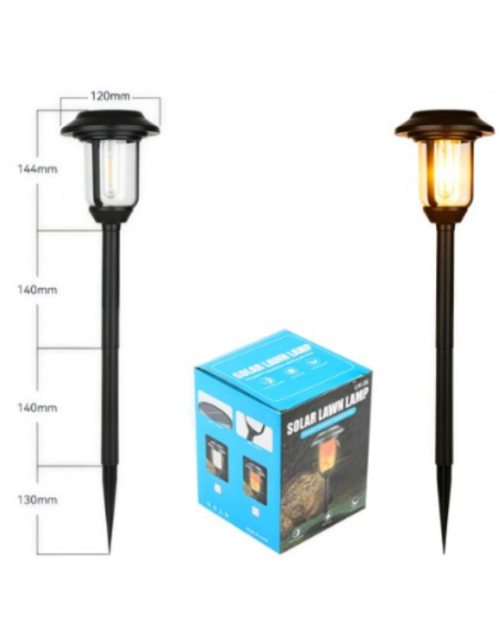 Lampioncino Solare da Giardino Vintage – Luce LED a Filamento con Picchetto Segnapasso Vialetto
