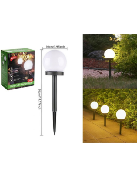 Lampioncini Solari da Giardino a Sfera  Kit 4 Pezzi – Luci LED a Picchetto Segnapasso Vialetto