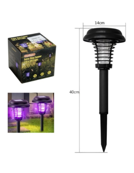 Lampada Solare Antizanzare da Giardino – Zappatrice Elettrica LED UV a Picchetto per Esterno