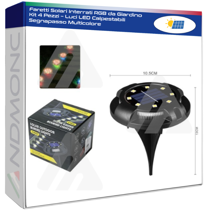 Faretti Solari Interrati RGB da Giardino Kit 4...