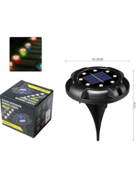 Faretti Solari Interrati RGB da Giardino Kit 4 Pezzi – Luci LED Calpestabili Segnapasso Multicolore
