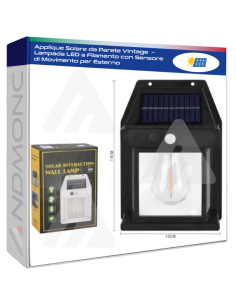 Applique Solare da Parete Vintage  – Lampada LED a...