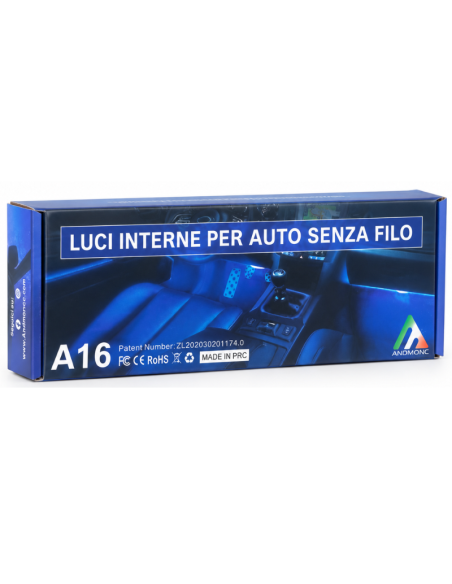 Luci LED RGB per interni auto senza fili, ricaricabili USB – Kit 2 pezzi Rover