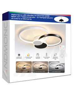 Plafoniera LED Moderna Dimmerabile 82W con Telecomando –...
