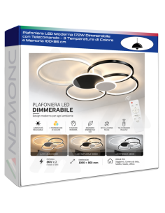 Plafoniera LED Moderna 172W Dimmerabile con Telecomando –...