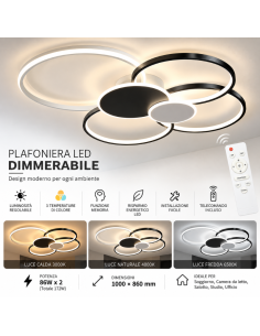 Plafoniera LED Moderna 172W Dimmerabile con Telecomando –... 2
