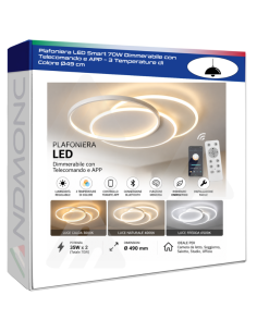 Plafoniera LED Smart 70W Dimmerabile con Telecomando e...
