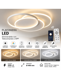 Plafoniera LED Smart 70W Dimmerabile con Telecomando e... 2
