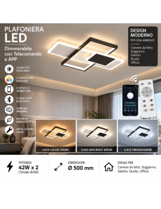 Plafoniera LED Smart 84W Dimmerabile con Telecomando e... 2