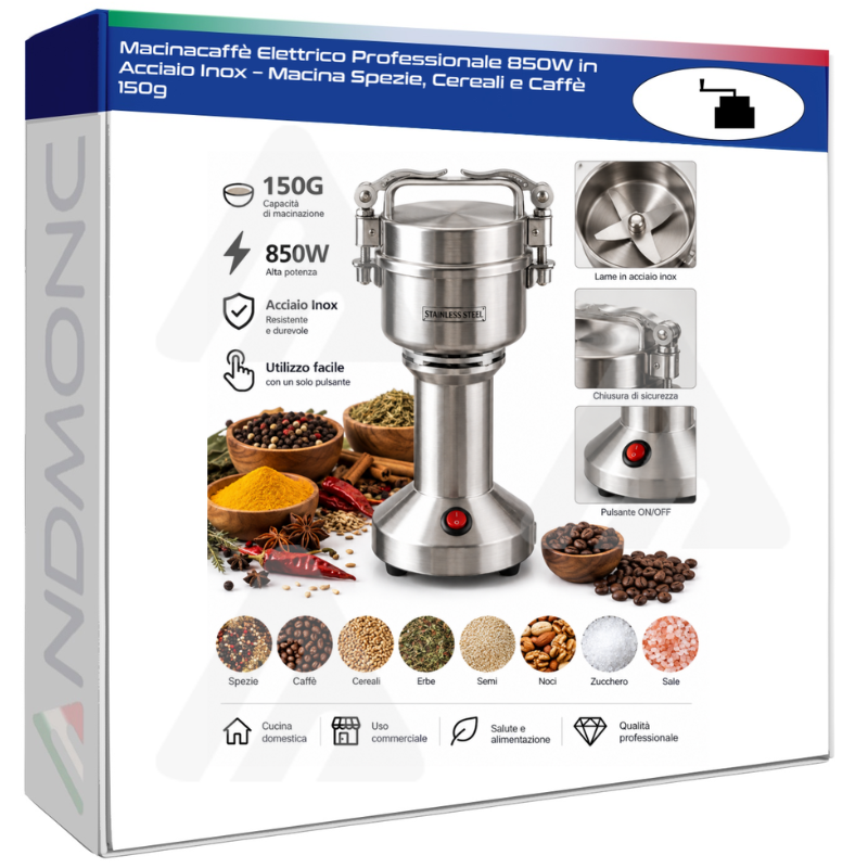 Macinacaffè Elettrico Professionale 850W in...