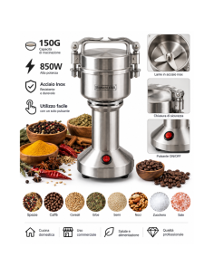 Macinacaffè Elettrico Professionale 850W in Acciaio Inox... 2