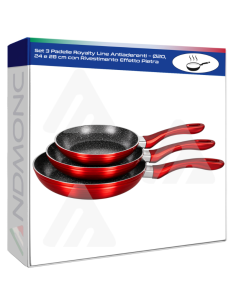 Set 3 Padelle Royalty Line Antiaderenti – Ø20, 24 e 28 cm...