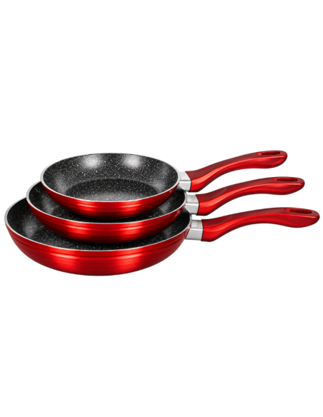 Set 3 Padelle Royalty Line Antiaderenti – Ø20, 24 e 28 cm con Rivestimento Effetto Pietra