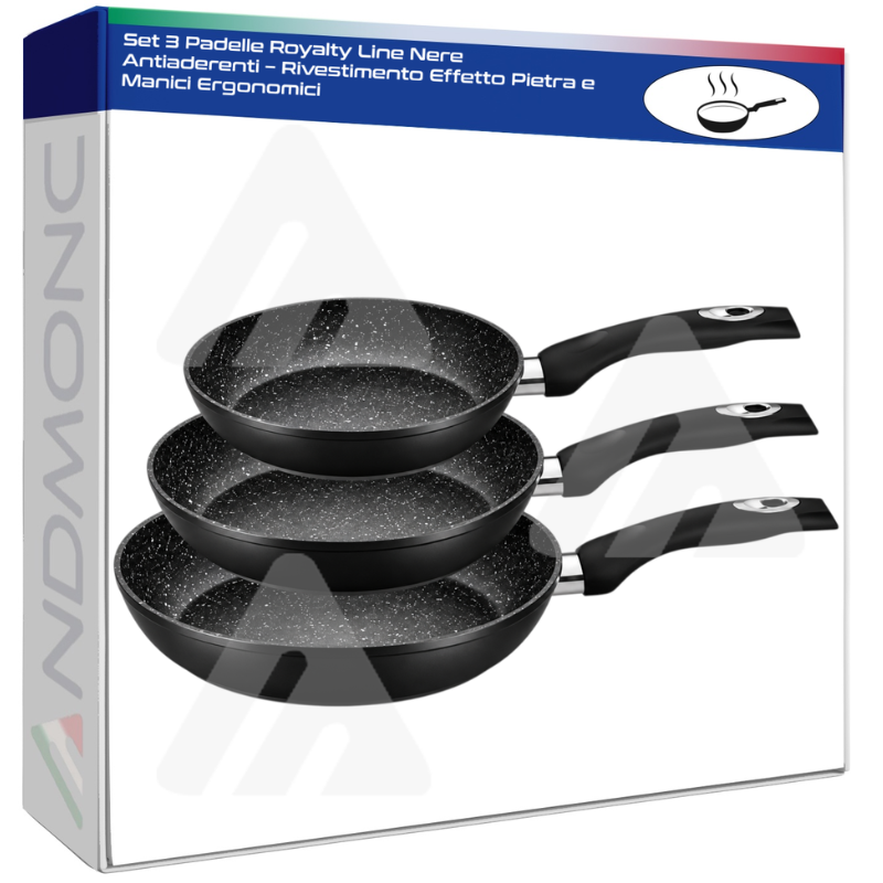 Set 3 Padelle Royalty Line Nere Antiaderenti –...