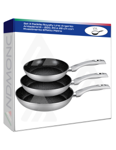 Set 3 Padelle Royalty Line Argento Antiaderenti – Ø20, 24...