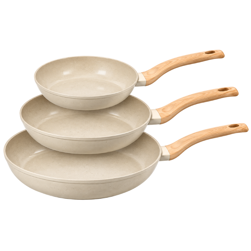 Set 3 Padelle Beige Antiaderenti – Ø20, 24 e 28...