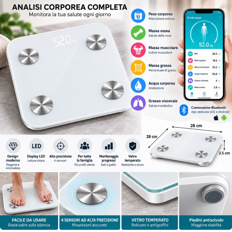 Bilancia Pesapersone Smart Bluetooth Digitale...