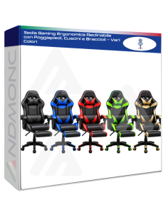 Sedia Gaming Ergonomica Reclinabile con Poggiapiedi,...