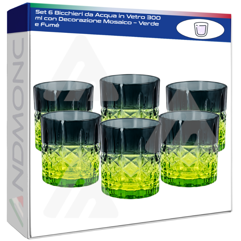 Set 6 Bicchieri da Acqua in Vetro 300 ml con...