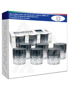 Set 6 Bicchieri da Acqua in Vetro 285 ml con Decorazione...
