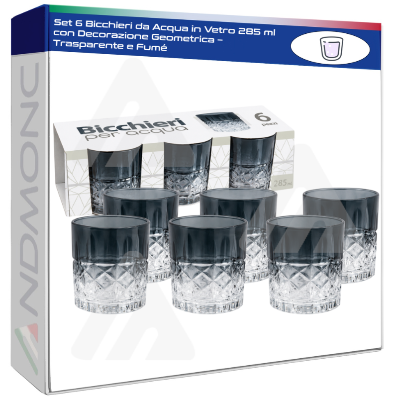 Set 6 Bicchieri da Acqua in Vetro 285 ml con...
