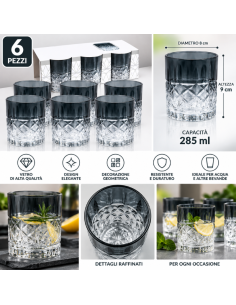 Set 6 Bicchieri da Acqua in Vetro 285 ml con Decorazione... 2
