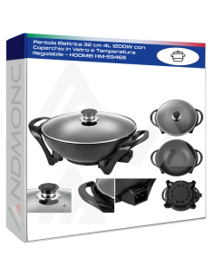Pentola Elettrica 32 cm 4L 1200W con Coperchio in Vetro e...