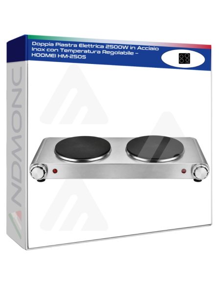 Doppia Piastra Elettrica 2500W in Acciaio Inox con Temperatura Regolabile – HOOMEI HM-250S