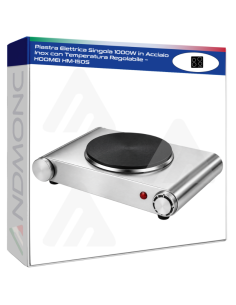 Piastra Elettrica Singola 1000W in Acciaio Inox con...