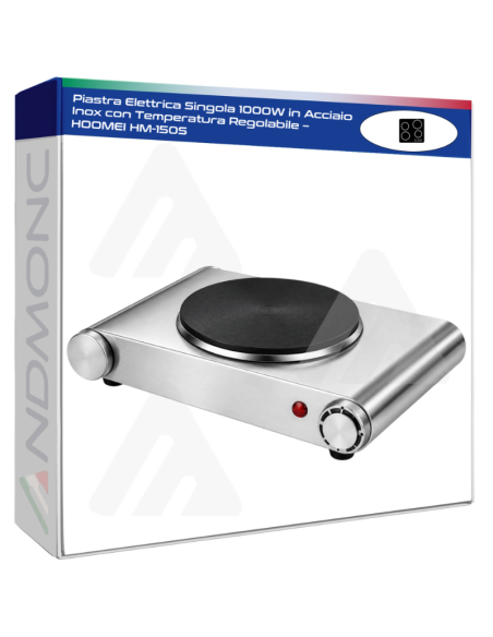 Piastra Elettrica Singola 1000W in Acciaio Inox con Temperatura Regolabile – HOOMEI HM-150S