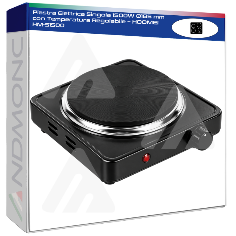 Piastra Elettrica Singola 1500W Ø185 mm con...