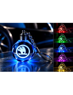 Portachiavi Skoda LED Multicolore con Logo Luminoso –...