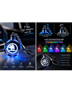 Portachiavi Skoda LED Multicolore con Logo Luminoso –... 2