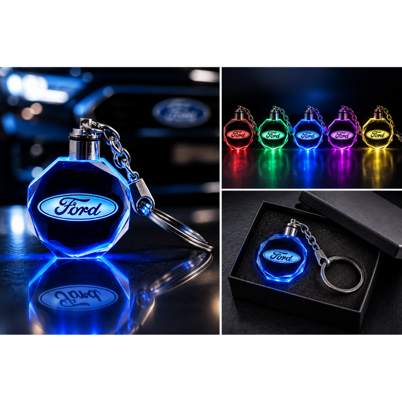 Portachiavi Ford LED Multicolore con Logo...
