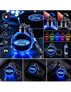 Portachiavi Ford LED Multicolore con Logo Luminoso –... 2