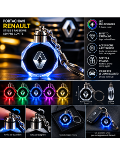 Portachiavi Renault LED Multicolore con Logo Luminoso –... 2