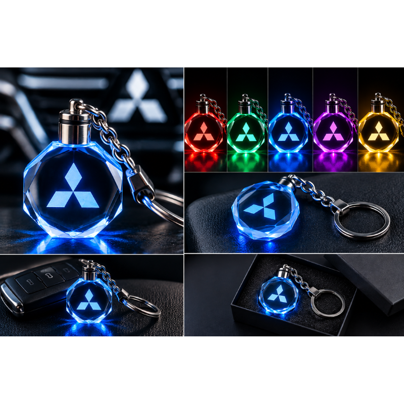 Portachiavi Mitsubishi LED Multicolore con Logo...