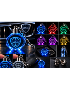 Portachiavi Lancia LED Multicolore con Logo Luminoso –...