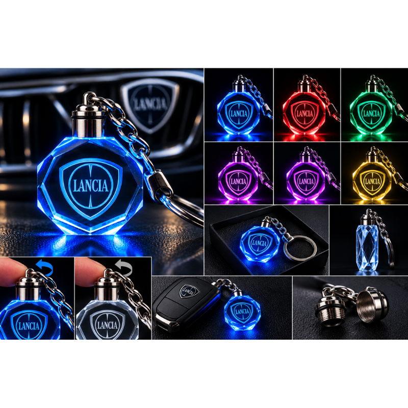 Portachiavi Lancia LED Multicolore con Logo...