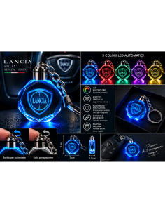 Portachiavi Lancia LED Multicolore con Logo Luminoso –... 2
