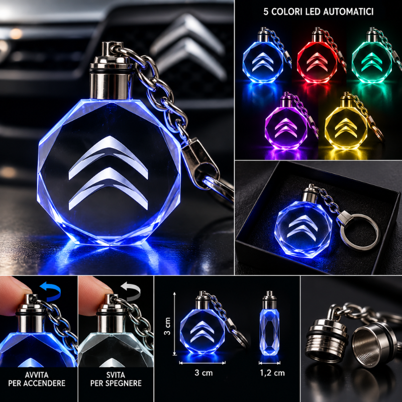 Portachiavi Citroën LED Multicolore con Logo...