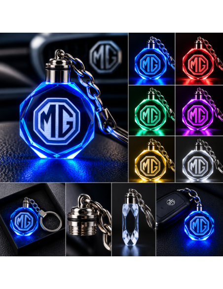 Portachiavi MG LED Multicolore con Logo Luminoso – Portachiavi Auto Effetto Cristallo