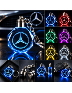 Portachiavi Mercedes-Benz LED Multicolore con Logo...