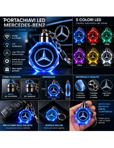 Portachiavi Mercedes-Benz LED Multicolore con Logo... 2