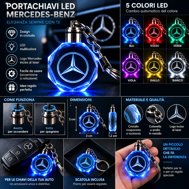 Portachiavi Mercedes-Benz LED Multicolore con...