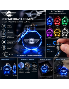 Portachiavi MINI Cooper LED Multicolore con Logo Luminoso... 2