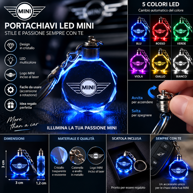Portachiavi MINI Cooper LED Multicolore con...